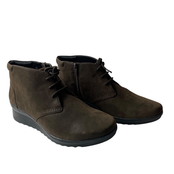 Clarks Cloud Steppers Women’s Lace Up/ Zip Wedge Booties Wide Width Size 11 W - Picture 1 of 7